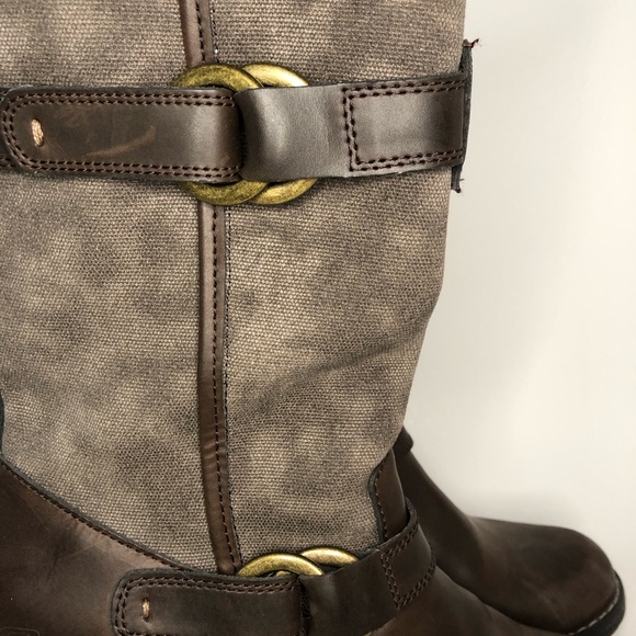 Skechers Leather Upper Chunky Lug Sole Mid Calf Brown Boot Size 10 - Picture 9 of 13